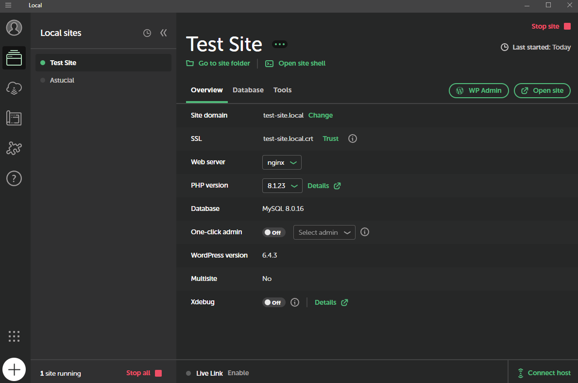 Interface de Local