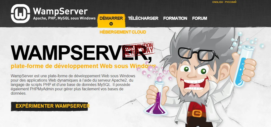 Interface du logiciel WampServer utilisé pour créer un site WordPress en local sur Windows