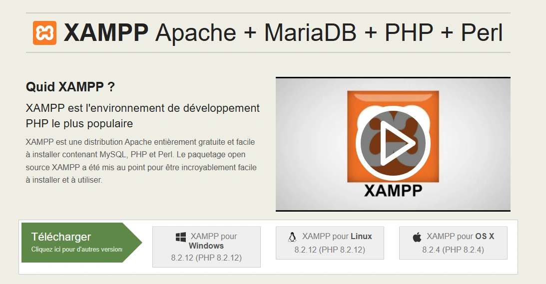 Interface du logiciel XAMPP utilisée pour installer et configurer un site WordPress en local