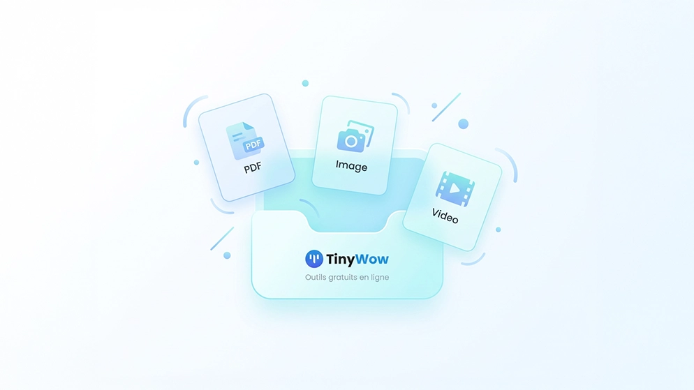 Illustration représentant TinyWow, une boîte à outils en ligne pour gérer des fichiers PDF, images et vidéos