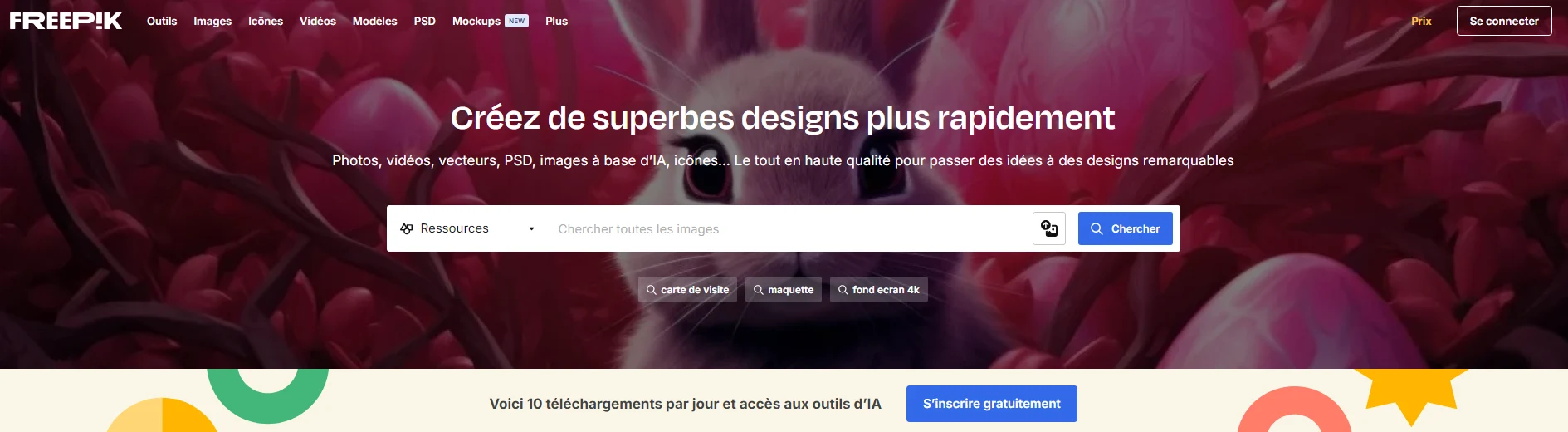 Capture d’écran du site Freepik, illustrations et vecteurs libres de droit gratuits