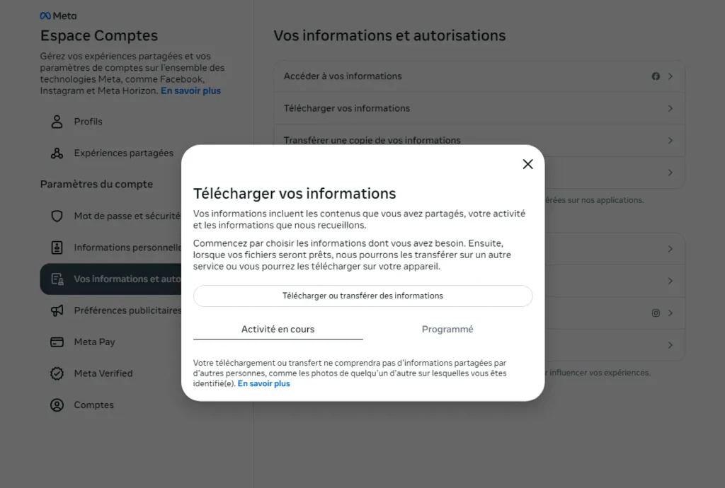 Télécharger vos informations miniature