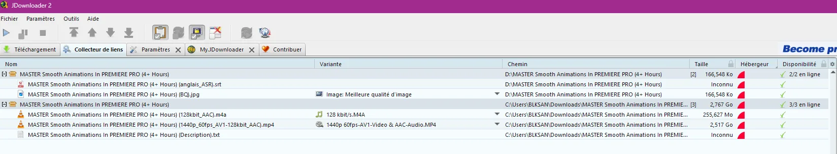 Capture d'écran de JDownloader2 pour télécharger des vidéos YouTube facilement