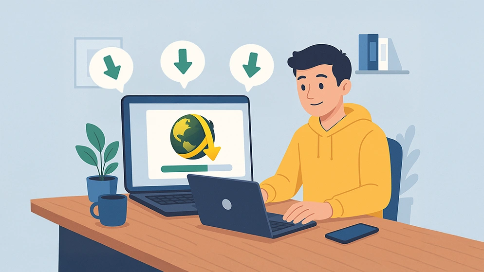 Illustration représentant l'utilisation de JDownloader2 pour simplifier les téléchargements