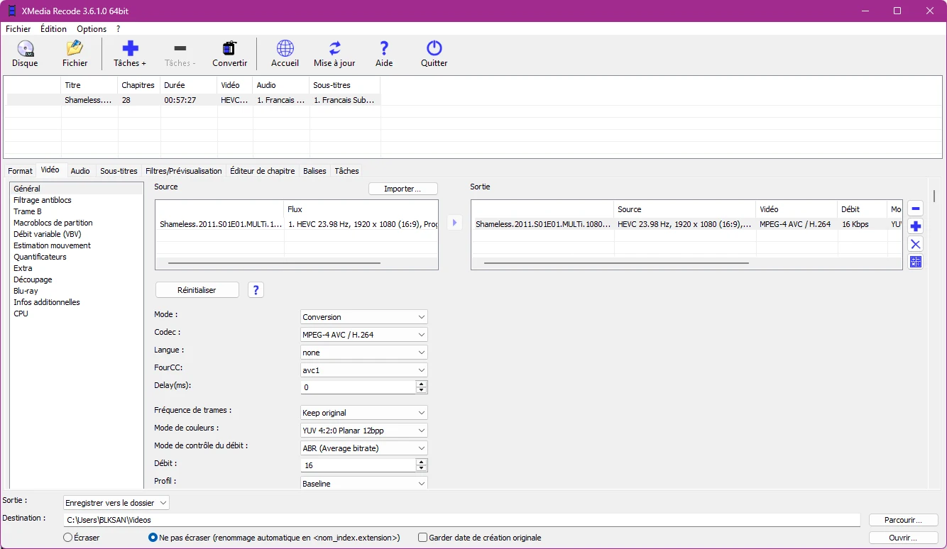 Changer le format d'une vidéo avec XMedia Recode (ex : MKV vers MP4)
