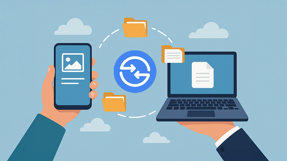 Illustration de l'application Quick Share pour le transfert de fichiers entre Android et PC