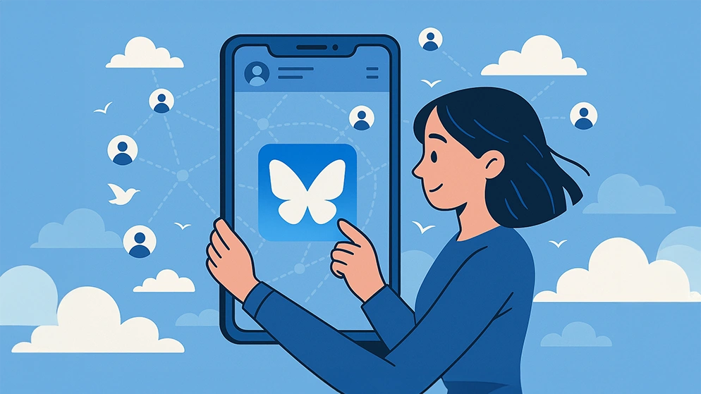 Illustration de Bluesky, le réseau social décentralisé inspiré de Twitter