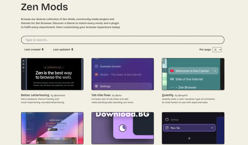 Présentation des Mods dans Zen Browser : modules personnalisables pour améliorer la navigation