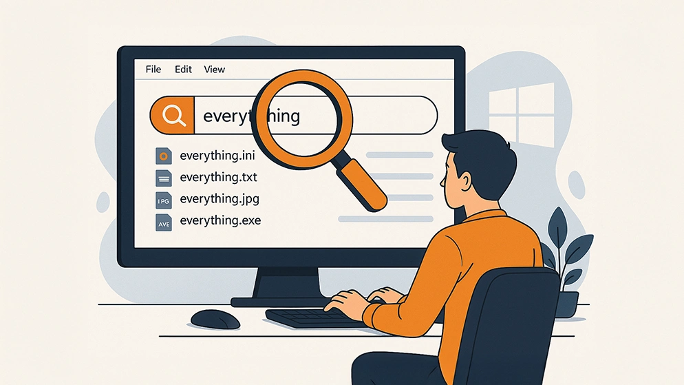 Interface de l'application Everything pour Windows, outil de recherche de fichiers ultra-rapide