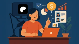 Créatrice de contenu utilisant Patreon sur ordinateur