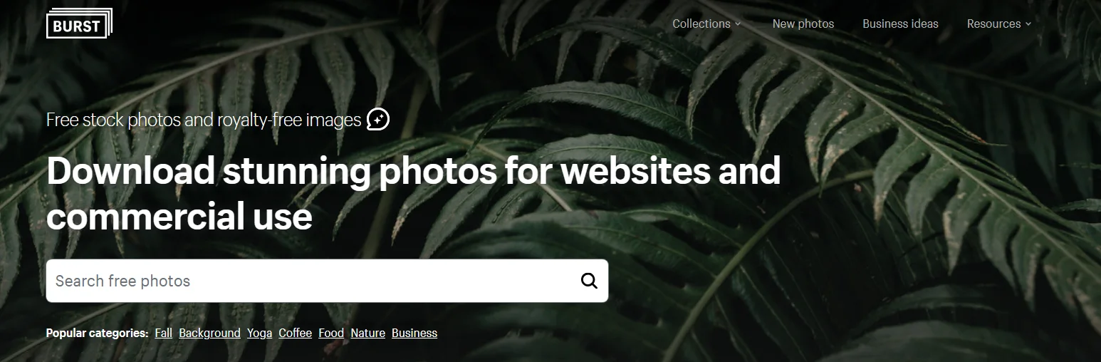 Capture d’écran du site Burst, banque d’images gratuites pour e-commerce