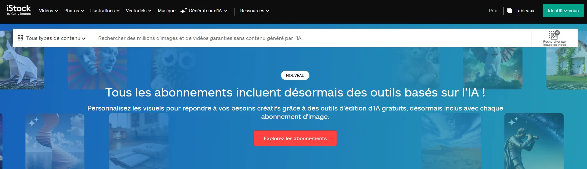 Capture d’écran du site iStock, photos libres de droit pour un usage commercial