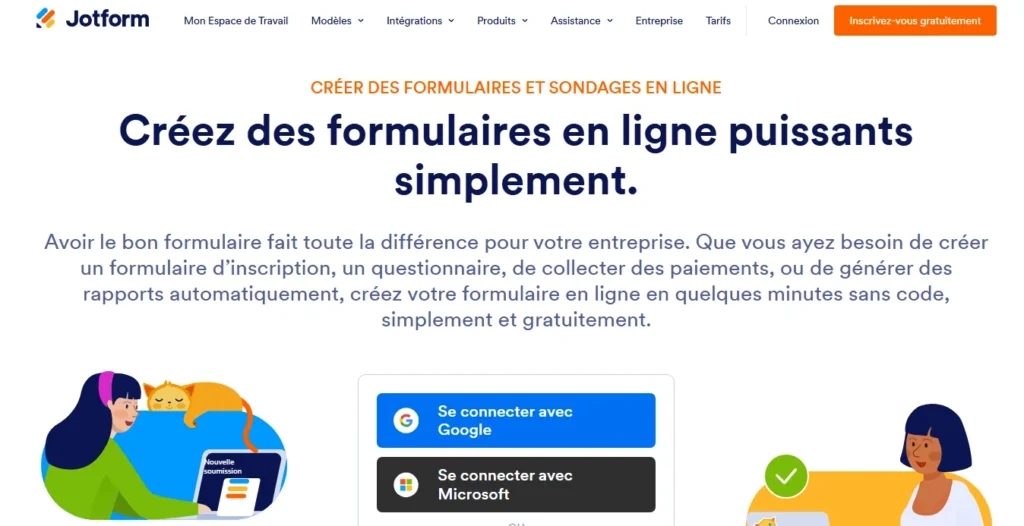 Interface de Jotform, alternative à Google Forms pour créer des formulaires avancés