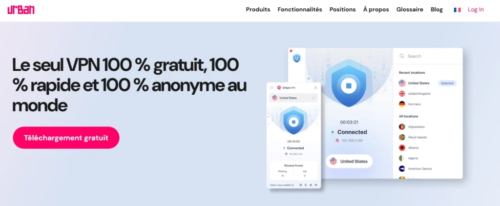 Capture d’écran de Urban VPN, service gratuit illimité disponible