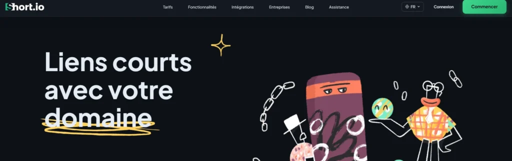 Interface du site Short.io permettant de gérer plusieurs domaines et suivre les clics des liens courts