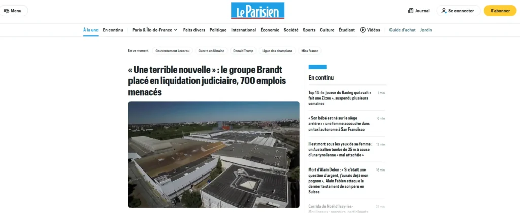Capture d’écran du site Le Parisien.