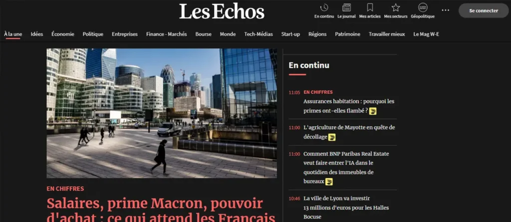 Capture d’écran du site Les Échos.