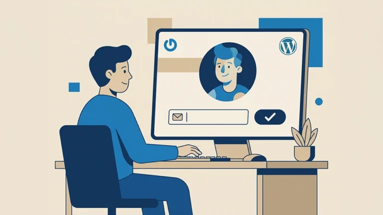 Création de profil Gravatar sur WordPress avec utilisateur saisissant son adresse e-mail et avatar affiché