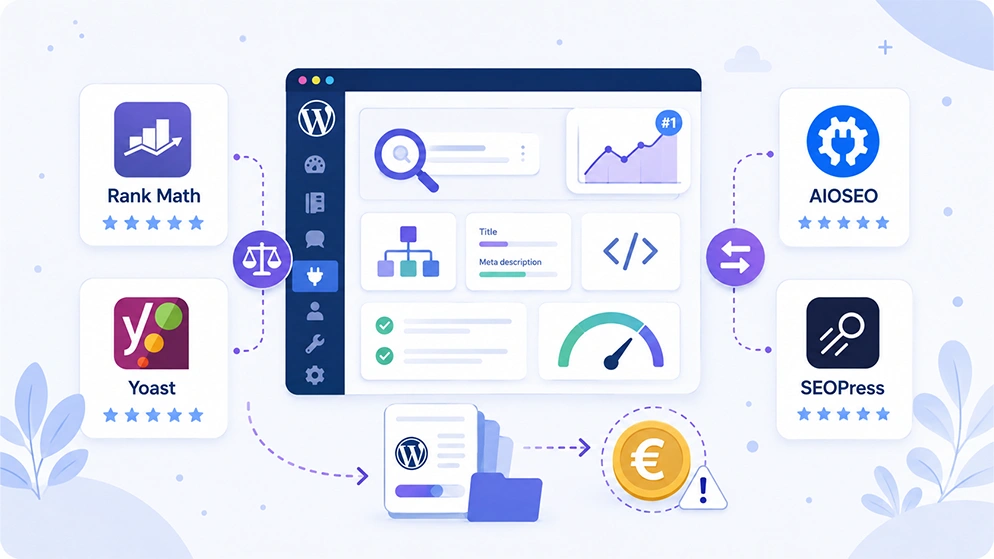 Comparatif des plugins SEO WordPress Rank Math, Yoast, AIOSEO et SEOPress