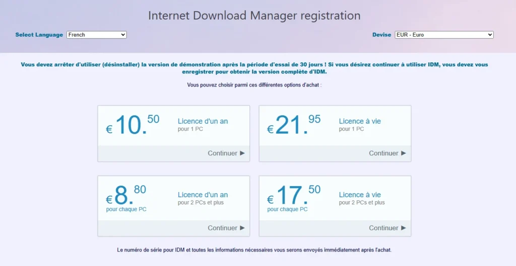 Prix du logiciel pour IDM
